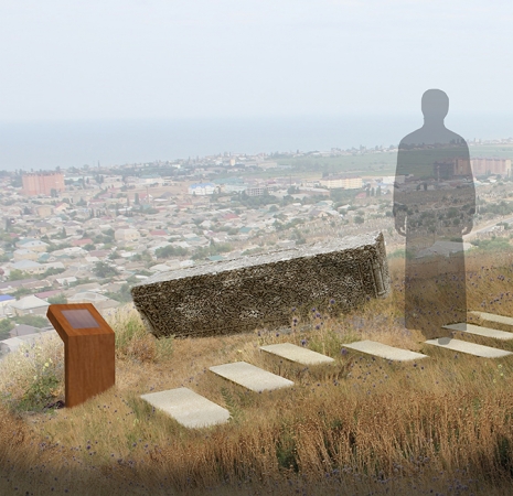 Ancient tombstone near the amphitheater