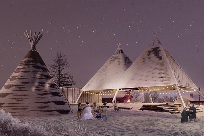 The chum — reindeer herders' traditional dwelling — represents Khanty culture